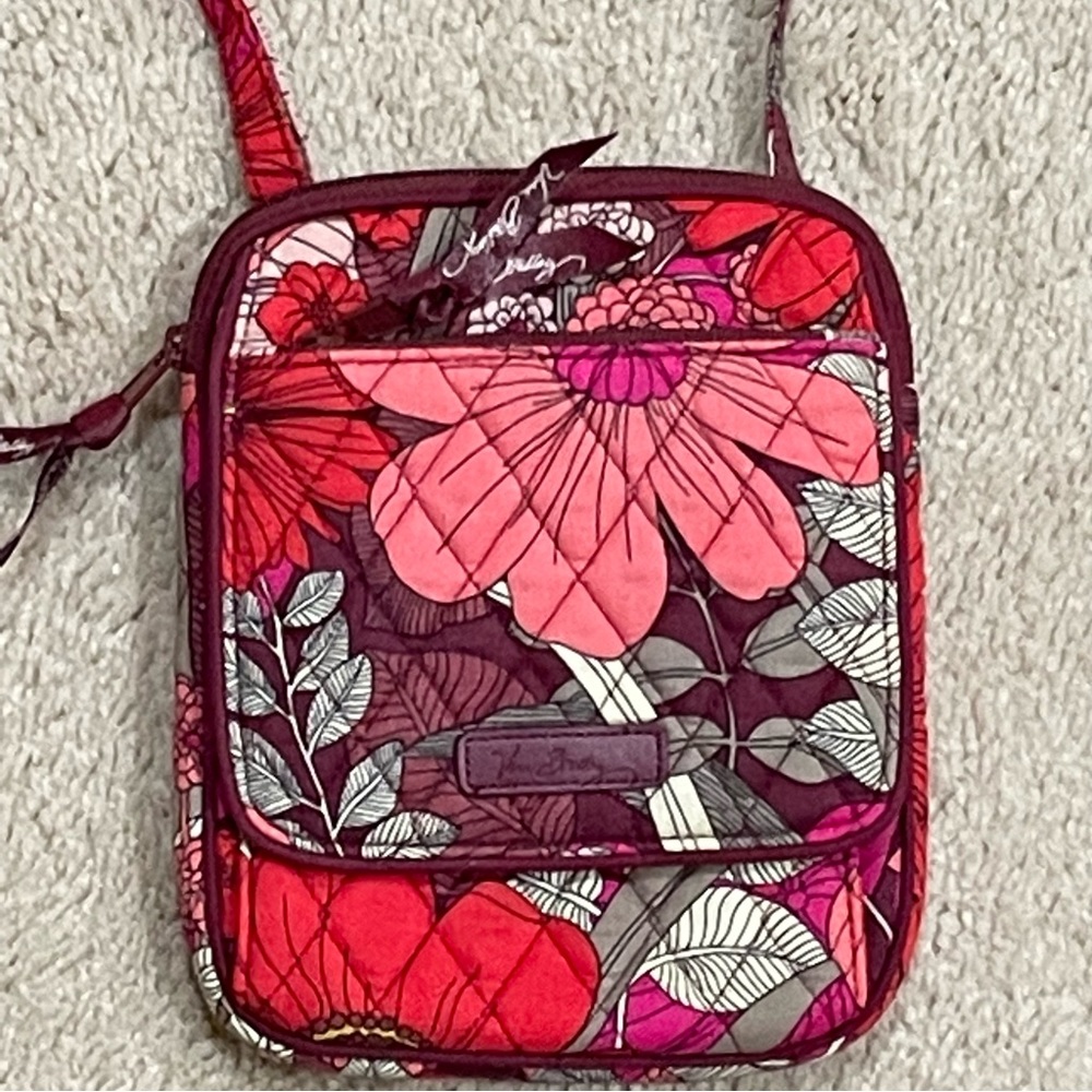 Vera Bradley Mini Hipster Crossbody Bag Quilted Floral Pink Red Valentine’s Day
